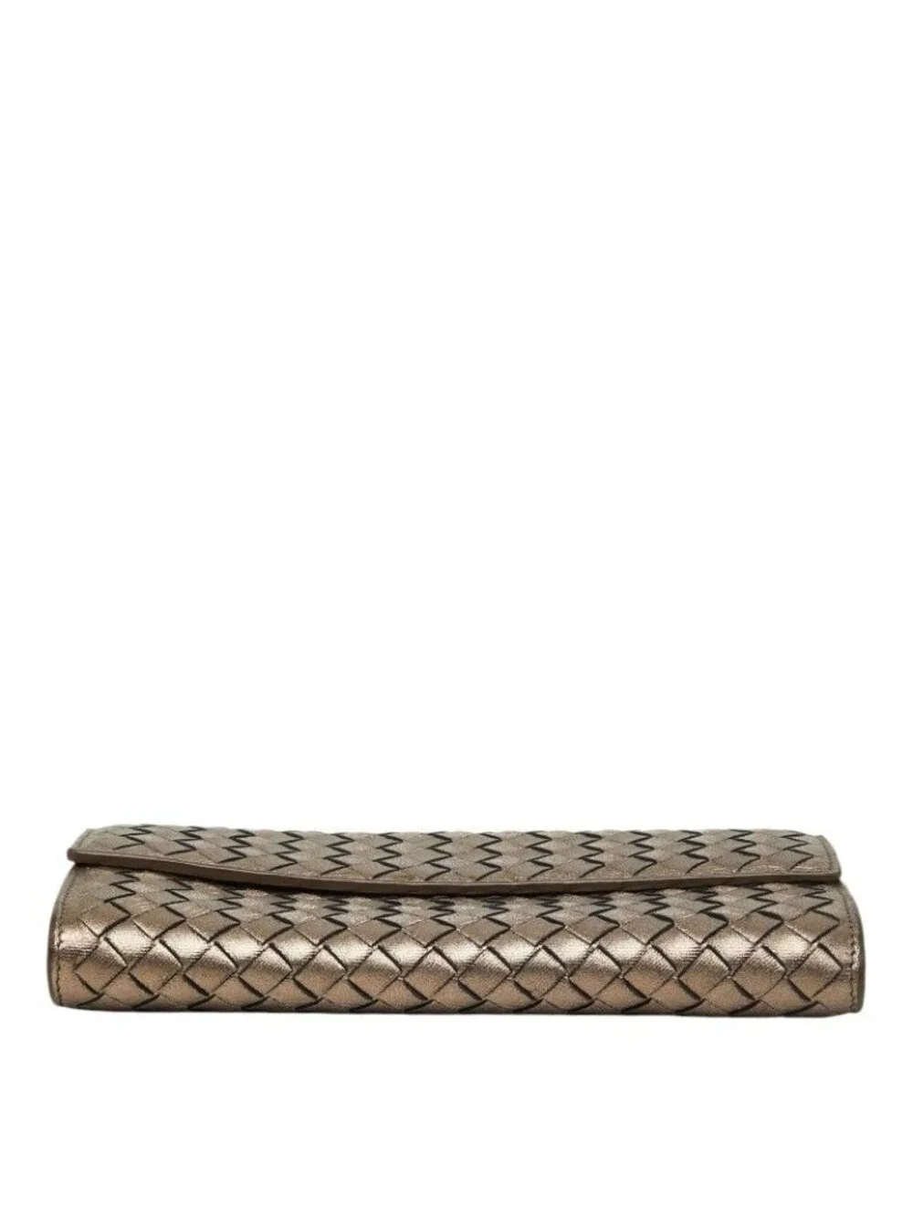 Bottega Veneta Intrecht Wallet Champagne Gold Leather